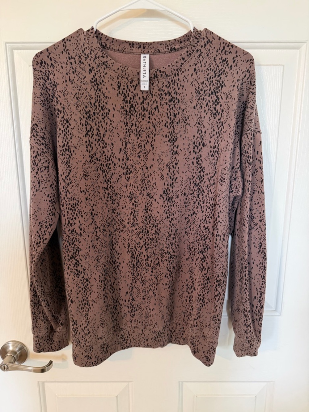 Athleta Dusty Mauve Speckled Crew Neck Sweater